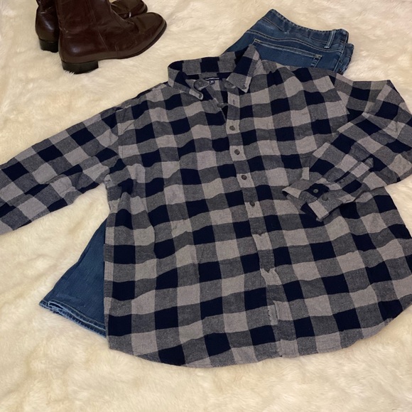 croft & barrow Other - Price Cut ✂️ Croft & Barrow Flannel  Plaid Button Down XL Shirt  Navy & Gray